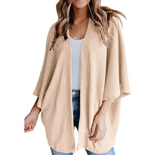 Knitted 3/4 Sleeve Women Cardigan Top Solid Color Open Front Sweater Coat Cardigan Loose Outerwear Casual Womens Top 2021 xxl
