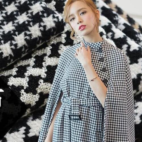 0.5 Meter Autumn And Winter Thick Black And White Thousands Of Birds Lattice Woolen Imitation Cashmere Cloth