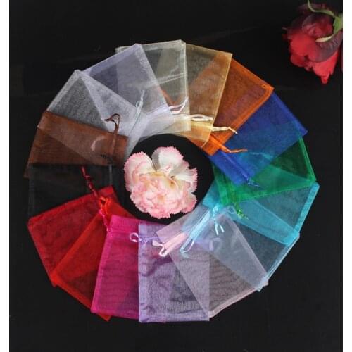 10pcs 7x9cm Jewelry Wedding Party Gift Candy Drawstring Organza Pouch Bags Jewelry Beads Earring Display Packaging Bag