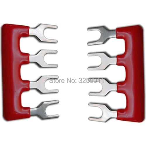 100PCS TB1504 TBD-15A Suyep 4 Positions 15A Wire Connector Pre Insulated Fork Type Barrier Spades Terminal Strip Jumper Block