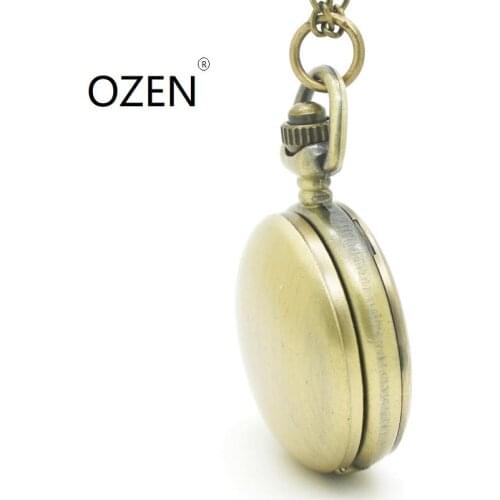 3093)12 pcs/lot Vintage bronze double shine flat Pocket Watch Necklaces pendant.birthday party promotion gift