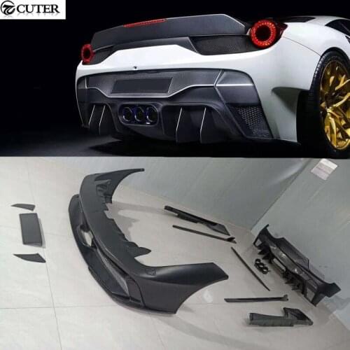 458 V style Carbon fiber FRP front bumper lip rear bumper diffuser side skirts rear spoiler for Ferrari 458 V style car body kit