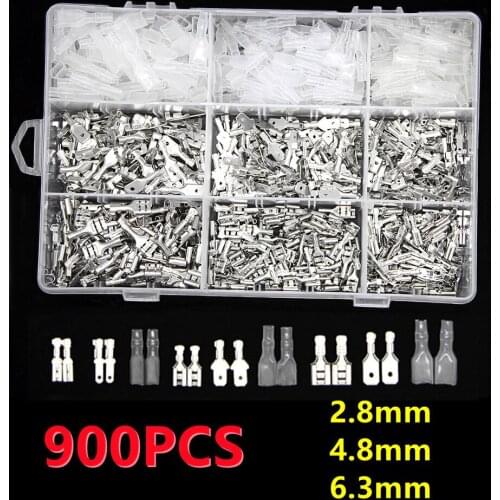 900Pcs 2.8/4.8/6.3mm Crimp Terminals Assorted Insulated Seal Electrical Wire Connectors Battery Cable Splice Terminal Kit