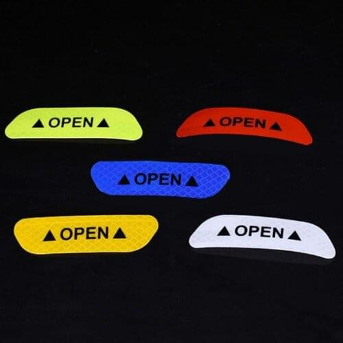 Shiny Warning Mark Lighting OPEN Emblem Tag Decor High Reflective Car Door Sign Vinyl Sticker Night Driving Safety Luminous Tape