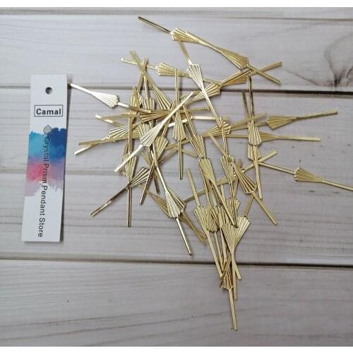 Camal 100pcs 46mm Gold Color Arrow Pin Metal Connector For Crystal Prism Bead Chandelier Pendant Lamp Wedding Party Part