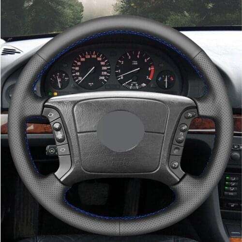 DIY Hand-stitched Black High Soft Artificial Leather Car Comfortable Steering Wheel Cover for BMW E46 325i 318i E39 E53 X5