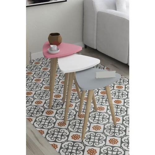 Color Triple Zigon Coffee Table Wood Legs Design Pastel Colors