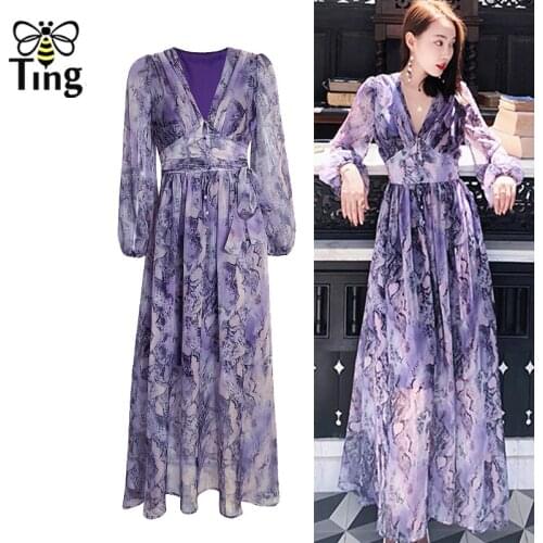 Tingfly Vogue Designer Leopard Print Maxi Dress Button V neck Luxury Party Night Dresses Elegant Women Casual Long Vestidos Robe