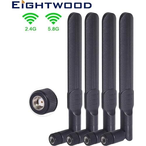Eightwood Dual Band WiFi 2.4GHz 5GHz 5.8GHz RP-SMA Male Antenna for ASUS TP-Link Fenvi Rosewill Gigabyte Wireless Router 4pcs