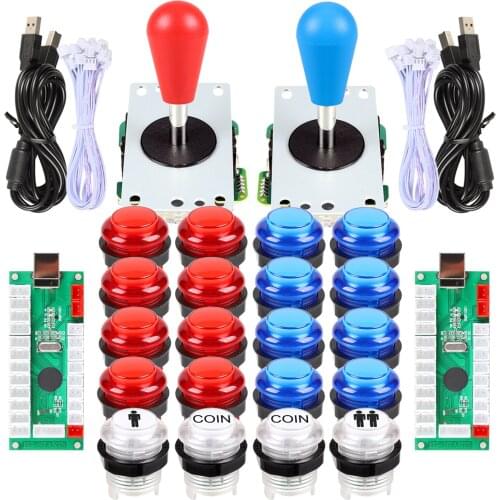 EG STARTS 2 Player DIY Kit Parts Oval Type Bat Joystick + 5V LED Arcade Buttons Switch For PC MAME Video Games Accessories