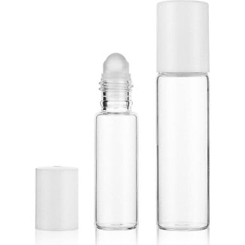 5pcs Portable Cosmetics Refillable Bottles Clear Glass Empty Roller Ball Aromatherapy Roll-on Bottles Container 5/10ml