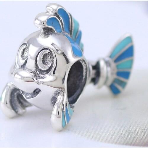 Hot sale 925 sterling silver jewelry pendant enamel swing fish charm fit pandora bracelet beads DIY fine jewelry woman gift