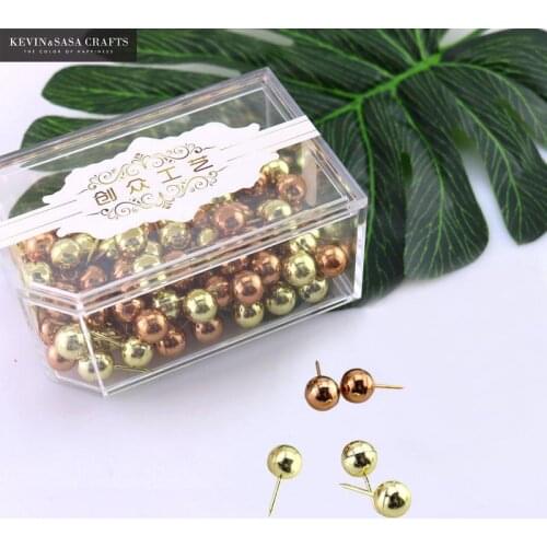 100Pcs/Set Golden Push Pins Set Quality Metal Pushpin Thumb Tack Office Supplies Schools Stationery Office Tools New