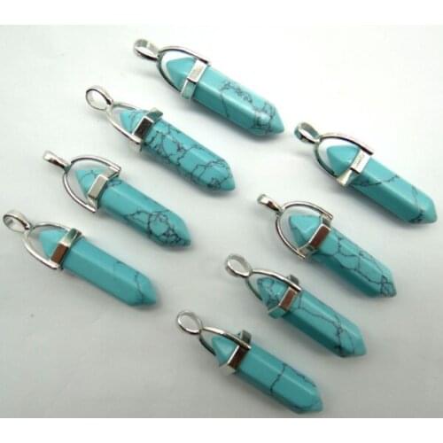 Natural stone Turquoises lapis Opal Quartz crystal tiger eye charm Pendants for diy Jewelry making necklaces Accessories10pcs Q9