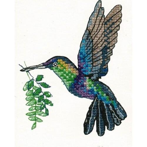 Newest Customized Embroidery Rainbow Bird Funny Cross Stitch Birthday Card with 100% Cotton Floss & Free Shipping for Wall Decor