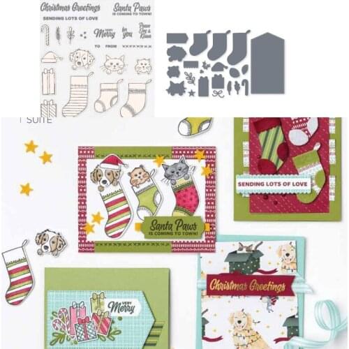 New Christmas SWEET LITTLE STOCKING Clear Stamps or Metal Cutting Dies Sets for DIY Craft Making Greeting Card Scrapbooking