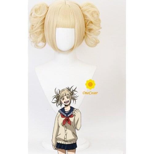 My Hero Academia Himiko Toga Cosplay Blonde Wig Boku no Hero Academia Heat-resistant Fiber Hair + Wig Cap Girls Women