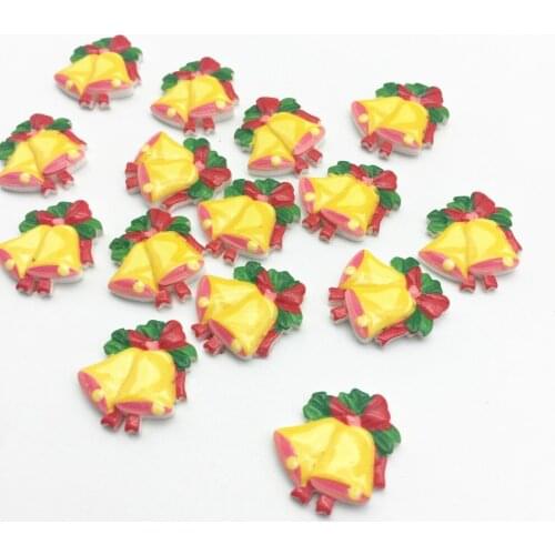 50pcs 20x19mm Resin Christmas Bell Cabochons Flatbacks Embellishments For Cardmaking DIY Scrapbooking Crafts