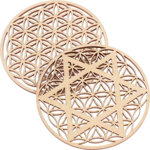 1 Piece Simple Round Placemats Home Abstract Style Wooden Coasters Kitchen Heat Insulation Mat Carved Style Pot Mat