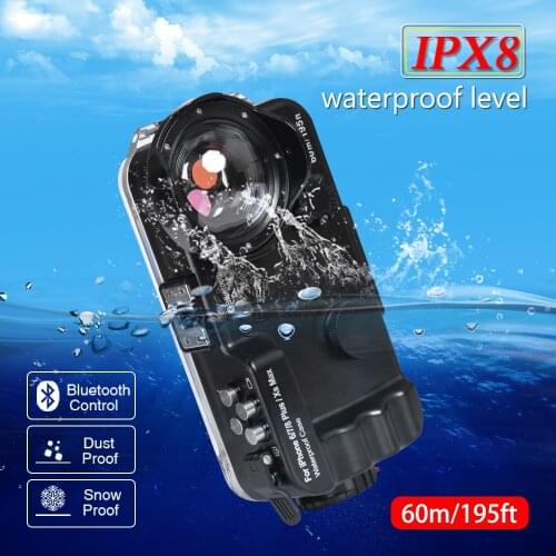 Seafrogs 60m/195ft Bluetooth Waterproof Housing Diving Phone Case Cover Bag For iPhone 6/7/8 Plus/Xs Max with Fisheye