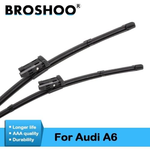BROSHOO Car Windshield Wiper Blade Rubber For AUDI A6 C5 C6 4F C7 1997 To 2017 Fit Hook/Side Pin/Slider/Claw Arm Accessories
