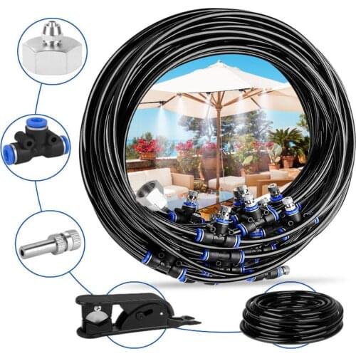 Misting Cooling System With Copper Metal Mist Nozzles And 3/4'' Connector Watering Lawn Irrigator Kit For Trampoline Patio