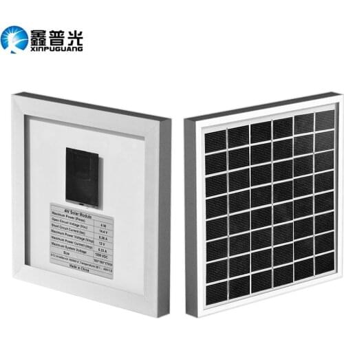 Mini Portable Solar Panel 12V 6V 4W Polysilicon Solar Cell Glass Panel For Home Garden Lights Water Pumps Motors 180*180*17 mm