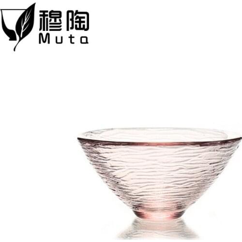 VPink Color Kung Fu Tea Set Heat-resistant Glass Crafts Hammer Pattern Cup Japanese Pattern Kung Fu Cup Custom teacups