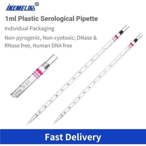 50 Pcs 1ml Serological Pipette Burette Sterile Disposable Plastic