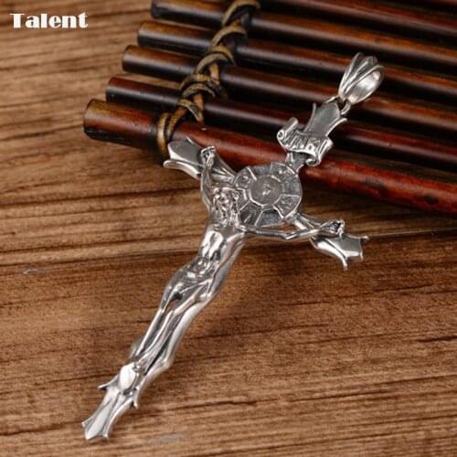 Talent Trials 925 Sterling Silver Holy vintage Cross Chain Necklace Jesus Men Pendant Gifts Personality Fashion Jewelry Vintage
