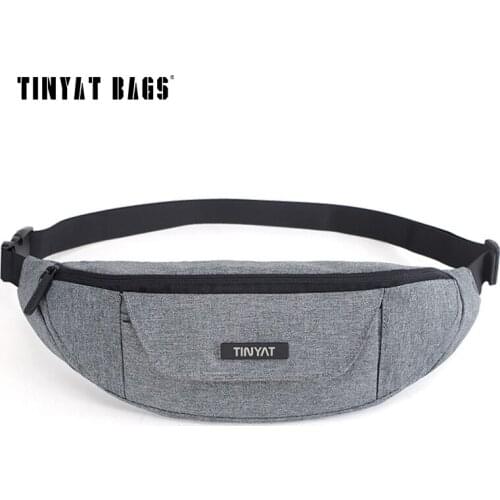 TINYAT 2019 New Men Waist Bag Mobile Phone Pouch Belt Bag Men Casual Waist Fanny Pack Male Black Gray Bum Hip Bag Shoulder Bags