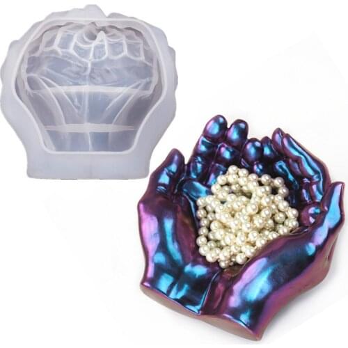 3D Two-hand Model Ashtray Mold Resin Tray Mould Storage Box DIY Craft Fruit Disc Tea Tray UV Resin Home Decoration Handmade Mold