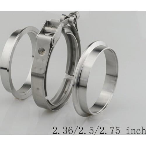 V-Band Clamp 2.36/2.5/2.75 inch Male/Female Flange Kit V-band Stainless Steel Turbo Exhaust Pipes Car Accessories