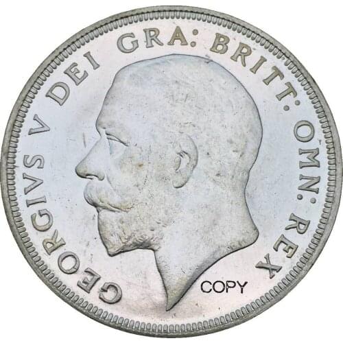 Great Britain 1930 One 1 Crown George V Wreath Crown Cupronickel Plated Silver Copy Coins