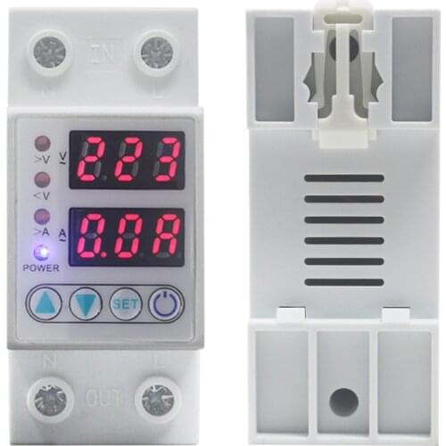 AC Voltmeter Ammeter Din Rail Household Self-resetting Over Under Voltage Protection Relay Current Protector 40A/63A AC 220V