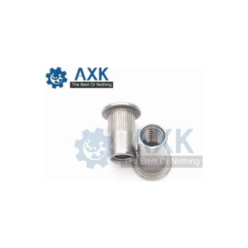 Rivet Nut Nutsert Cap Carbon Steel M3 M4 M5 M6 M8 M10 M12 Nuts Aluminium Alloy Rivnut Flat Read Threaded Insert 20pcs Axk