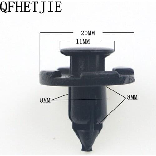 100Pcs Black 8mm Hole Plastic Rivets Clips Auto Vehicle Car Bumper Clips Retainer Fastener Rivet Door Panel Fender Liner