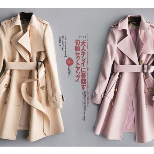 Womens Windbreaker Long Trench Coat for Women Fashion Korean Spring Autumn Double-breasted Trench Coats EF-728 KJ2374