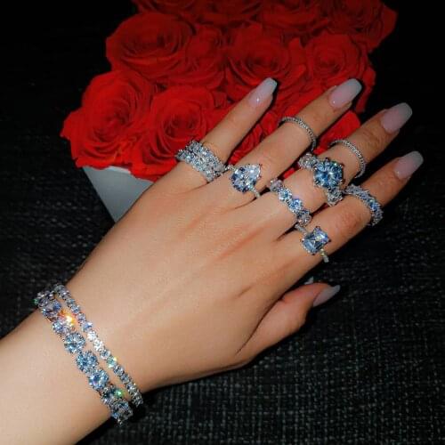 Iced out women hip hop bracelet Luxury CZ Crystal Jewelry Brilliant Big Carat Round Cut Cubic Zircon Tennis Bracelet for Women