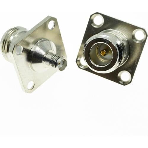 1X Pcs N Female To SMA Female Plug 4 Hole Flange Panel Mount 25 * 25 Nickel Plated RF Coaxial Connector Adapters