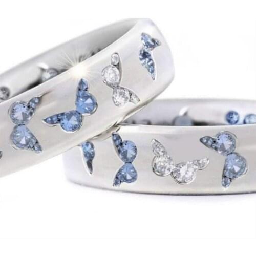 6 Colors Colorful Zircon Butterfly Ring Size 6 7 8 9 10 11 Beautiful Women Jewelry Wedding Ring Anniversary Gift