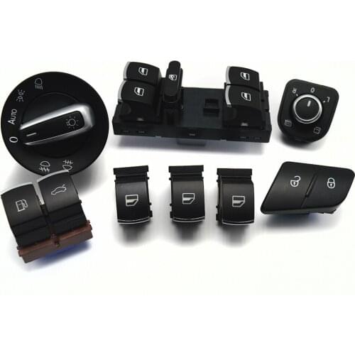 8PCS/SET Window Headlight Mirror Tailgate & Fuel Door Control Switch Button For VW Passat B6 3C0962125B 5ND959565A 5ND941431B