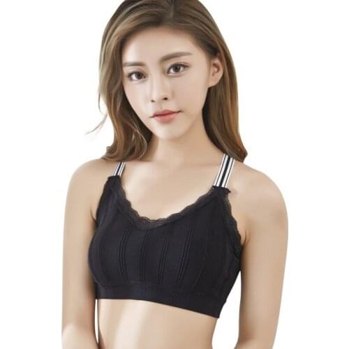 Fitness Gym Seamless Vest Women Stripes Wrapped Chest Bra Letters Straps Back Stripes Comfortable Breathable Sports Bra