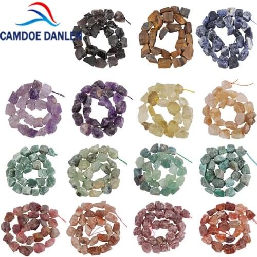 Natural Rock Crystal Freeform Raw Stone Rough Punched Loose Stone Irregular 14-18MM 15 Inches Minerals Beads Diy Jewelry Making