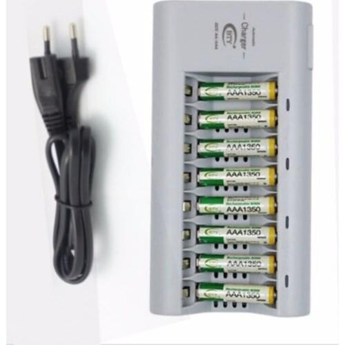 BTY 8x AAA 1350series 350mah 1.2V Ni-MH Rechargeable Battery and 1x GD-808A AA AAA Rechargeable Battery EU Charger