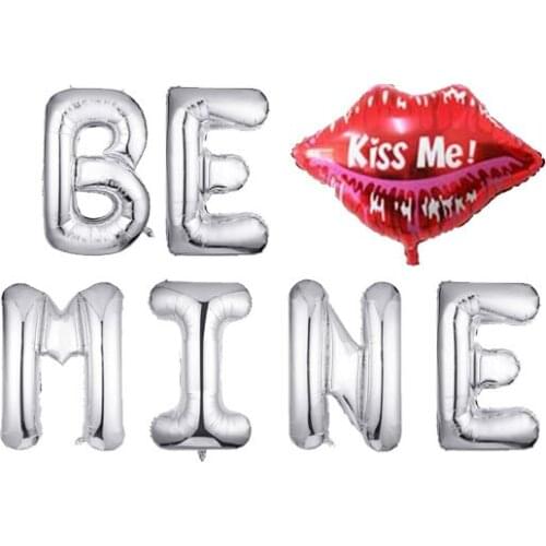 BE Mine Valentine Banner Decoration Kiss Me Lip Balloon for Valentines Day Wedding Bridal Shower Marry Me Bachelor Bubbly