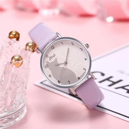 Cartoon Cat Belt Female Watch Girl Heart Watch Student Korean Version Simple Small Fresh Cute Quartz Watches