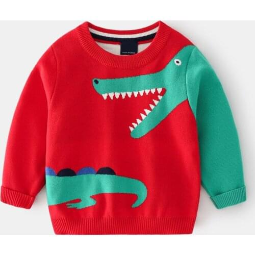 Cartoon Dinosaur Boys Sweaters Autumn Lovely Pullover Sweater for Kids Children Long Sleeve O-neck Tops