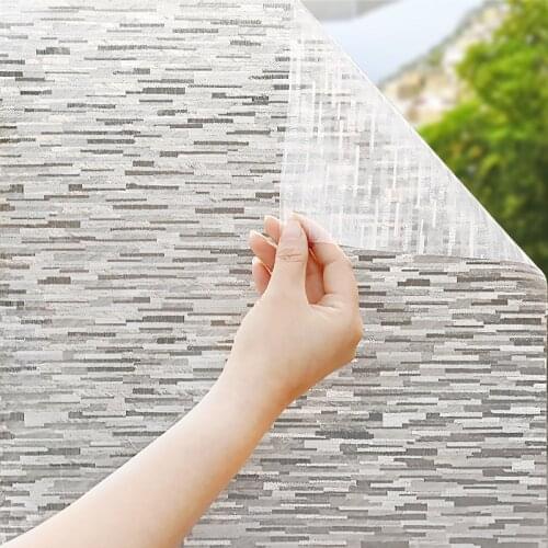 200cm Length Electrostatic Window Film Wood Grain Pattern Vinyl Home Decor Privacy Protection Water-Proof Frosted Glass Sticker