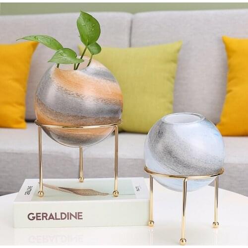 European and American decorations simple transparent Hardware Glass Star vase flower table tea table light luxury ornaments